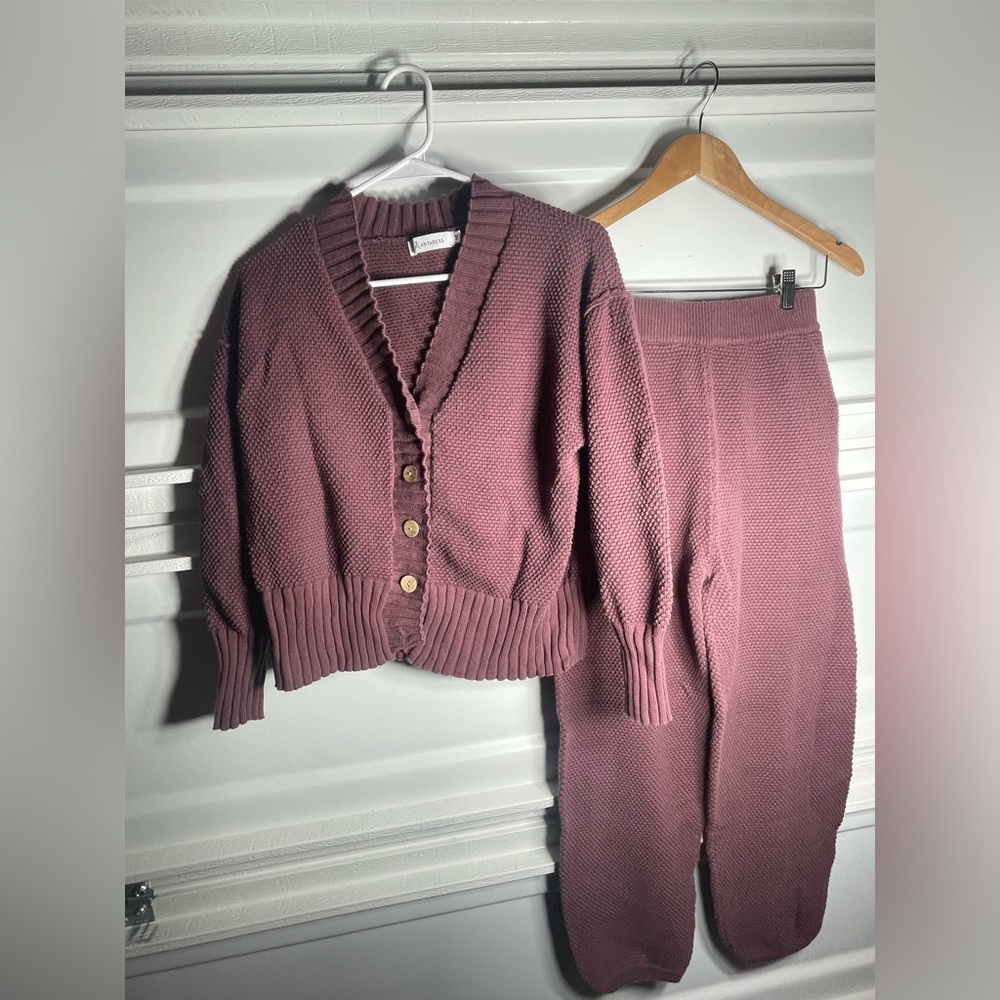 Cozy Knit Mauve Two-Piece Jumpsuit Set